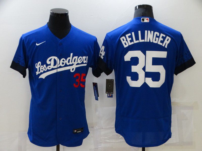 Men Los Angeles Dodgers 35 Bellinger Blue City Edition Elite Nike 2021 MLB Jersey